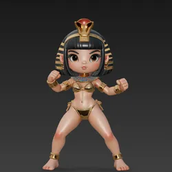 🏺 4 STL/OBJ - SEXY CHIBI EGYPTIAN GIRL - Royal Fighter - Anime Figure