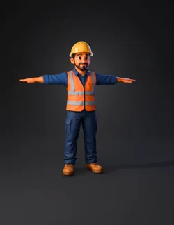 construction worker figure wearing orange safety vest and hard hat wit