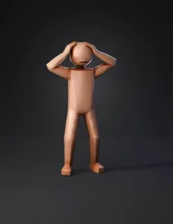 Create a low poly human figure representing anxiety and stress caused