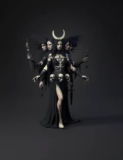 gothic demon goddess with skull adornments crescent moon headdress m