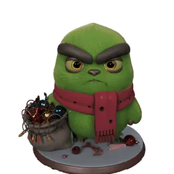 Grumpy Green Holiday Monster Christmas Collectible Statue