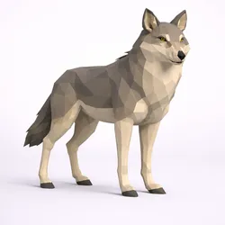 Low Poly Gray Wolf
