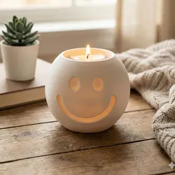 Smile Candle Holder – 3D Printable Smiley Candle Holder STL | Modern Decor