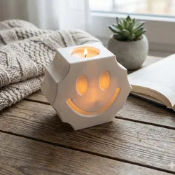 Smile Candle Holder – Modern Geometric Smiley Tealight Holder STL