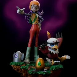 Yolei and Hawkmon - Digimon