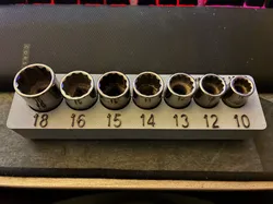 Gridfinity Bin For 3/8 Drive Craftsman 12PT Metric Sockets