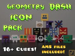 Geometry Dash Icon Pack | 16+ cubes - print in place