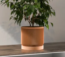 Mid Century Modern Plant Pot with Drip Tray