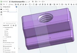 Nutenstein für Nut 10mm mit gedrucktem M6 Gewinde / T-slot Nut, 10mm Slot, With a Printed M6 Thread