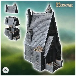 Other STL Descărcare - Conac medieval mare cu scară de acces și acoperiș de țiglă - Hartolia Miniatures