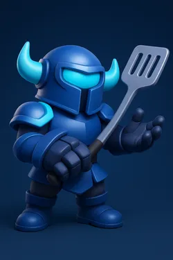 Chibi Warrior with Spatula – Clash Royale Inspired