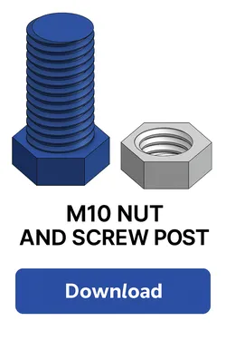 M10 Screw and Nut (3D Printable, ISO Metric Thread)