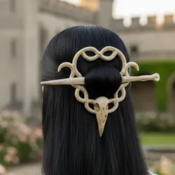 Crow Skull Stick Barrette Hairpiece
