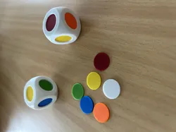 Dice with colored pads - Würfel mit Farbseiten