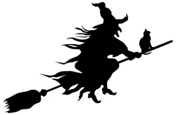 Flying witch with cat Halloween