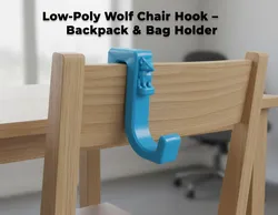 Low-Poly Wolf Chair Hook – Backpack & Bag Holder