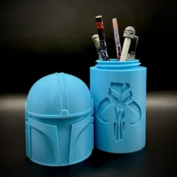Mandalorian Helmet Pencil Case with Mythosaur Skull Art