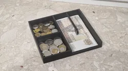 Cash Tray with Compartments for Coins and Banknotes