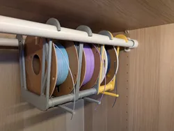 Hanging filament spool holder for IKEA Pax clothes rails
