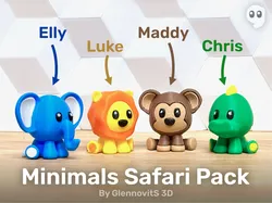 Minimals Safari Pack (cute tiny animal figures - elephant, lion, monkey and crocodile)