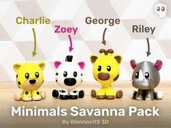 Minimals Savanna Pack (zebra giraffe cheetah rhino)