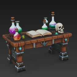 ⚗️ 4 STL/OBJ - ALCHEMIST LAB TABLE - Potions & Scrolls - Dungeon Prop