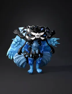 blue and black fantasy creature with multiple limbs and wings icy blu
