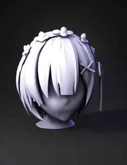 Create a highly accurate anime hairstyle 3D model based on the provide