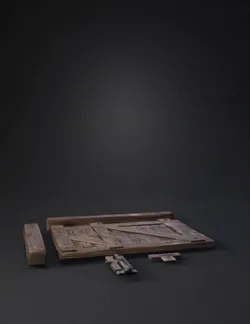 disassembled weathered wooden door components with hinges rustic plan