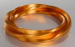 Hollow twisted ring with a cross shaped cross-sectional profile