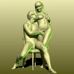 Mojo and M - 3D Printable Figurative Sculpture – Intimate Seated Couple - quality STL