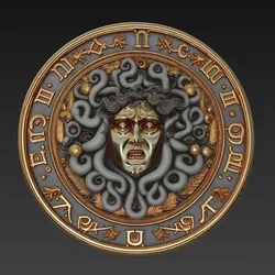 Seal Design Shield Medusa Head Medusa Head Greek Mythological Creature Including Plate Holder
