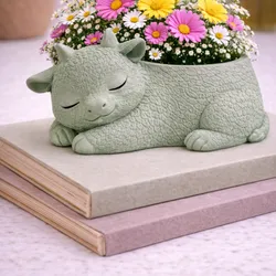 Sleeping Baby Cow Planter STL | Cute Calf Flower Pot | Farm Animal Planter | Cow Succulent Pot 3D Print