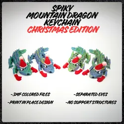 Spiky Moutain Dragon Keychain - Christmas Edition 🐉🎅🏻