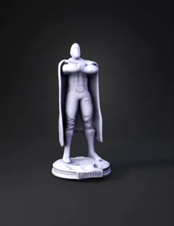 superhero character figurine with red cape black torso gold accents