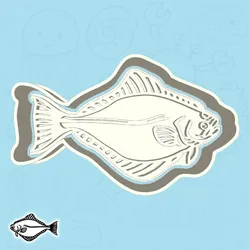 Underwater world cookie cutters - halibut fish (style 1)