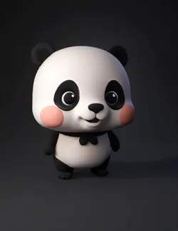 white panda with brown ears and limbs cute chibi style pink cheeks
