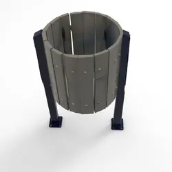 Wooden Trash Bin 1/32 Scale – Circular Urban Waste Basket for Dioramas