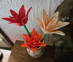 Flower with stems 10, 15 and 20 cms - Fleur avec tiges de longueur 10, 15 et 20 cms.