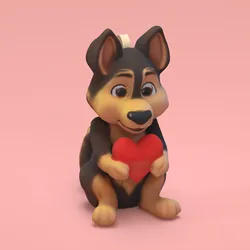 Other STL Download - cute German Shepherd valentine heart Keychainby ipdesignoo8