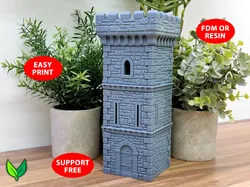 Castle Tower – Easy Support Free 3D Print for RPGs and Dioramas