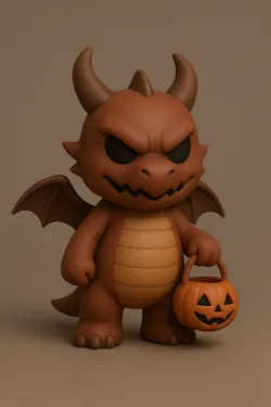 Chibi Halloween Dragon 3D Model – Cute Fantasy Figurine for Easy 3D Printing