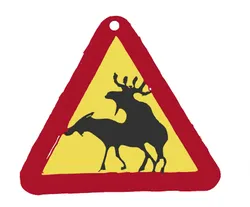 Swedish Moose Warning Sign Keychain (Funny Edition)