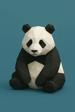 Low poly panda sitting