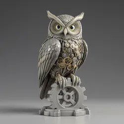 Steampunk Owl Perched on Gear