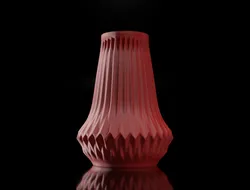 Geometric Ribbed Red Vase