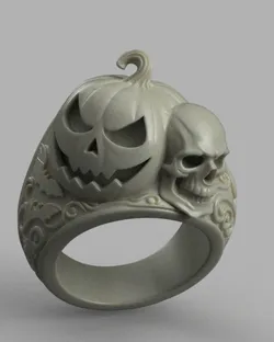 Halloween Pumpkin Skull Ring