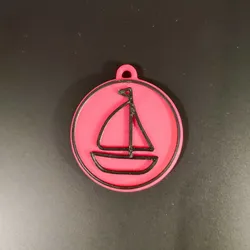 Sailing boat keychain (circle)