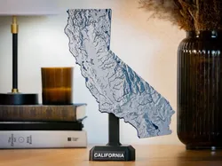 California, USA (CA) Topographic Map with Hydrographic Features