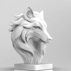 Fișiere pentru imprimante 3D | Fișier 3MF | Mystical Wolf Minimalist Bust